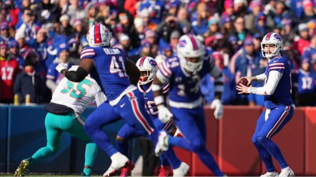 Josh Allen teve uma tarde de altos e baixos, mas conseguiu liderar a vitória dos Bills