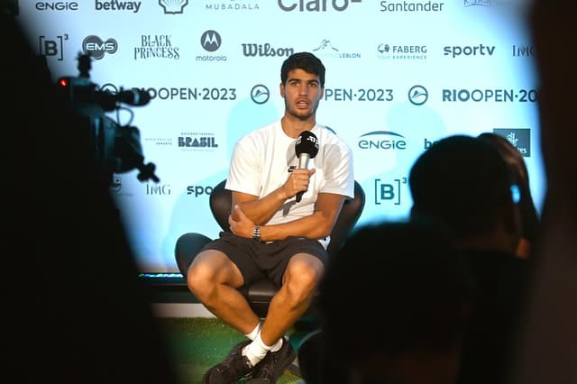 Carlos Alcaraz em entrevista no Rio Open