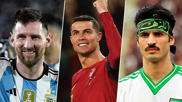 Montagem Messi, Cristiano e Ali Daei