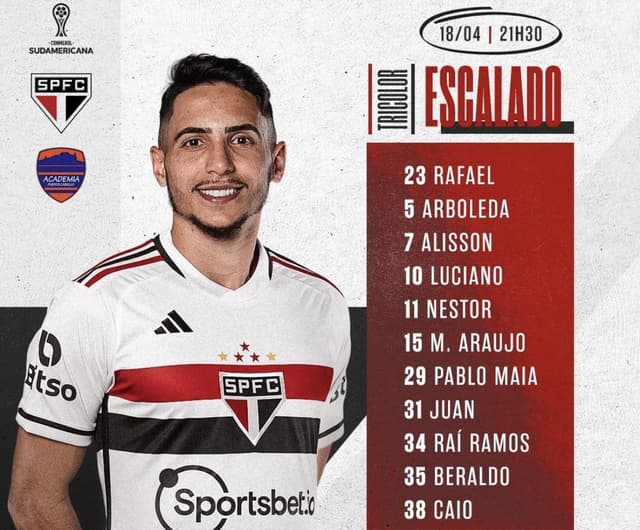 São Paulo - escalação 18/4