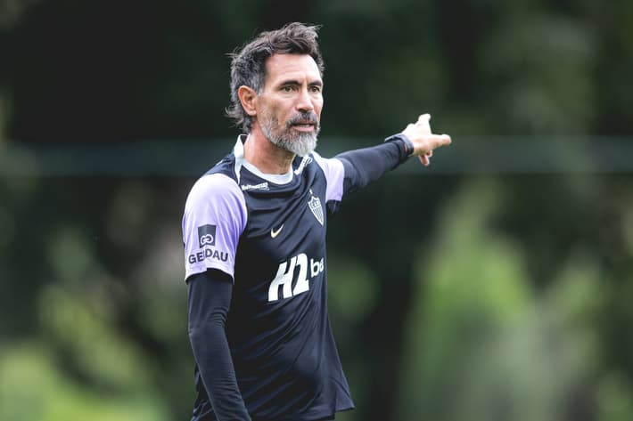 Domínguez primeiro treinamento no Atlético (Foto: Pedro Souza / Atlético)