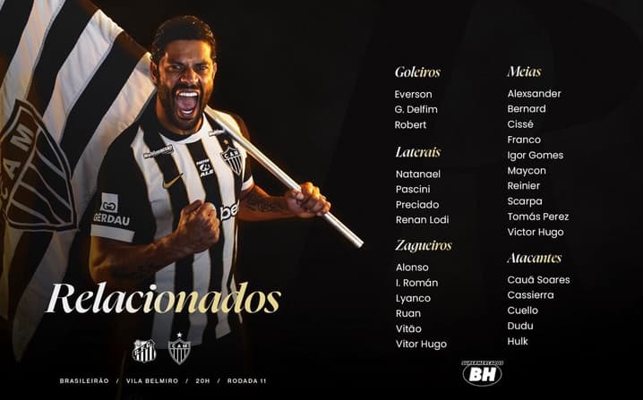 relacionados do Atlético x Santos (Foto: reprodução Atlético)