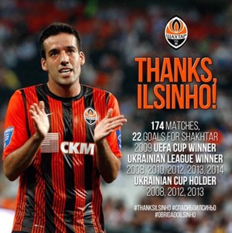 Ilsinho recebe homenagem do Shakhtar (Foto: Reprodução Instagram)