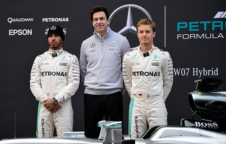 Lewis Hamilton, Toto Wolff e Nico Rosberg - Mercedes