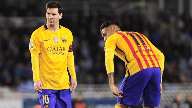 HOME - Real Sociedad x Barcelona - Campeonato Espanhol - Messi e Neymar (Foto: Ander Gillenea/AFP)