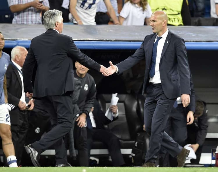 Ancelotti e Zidane - Real Madrid x Bayern de Munique