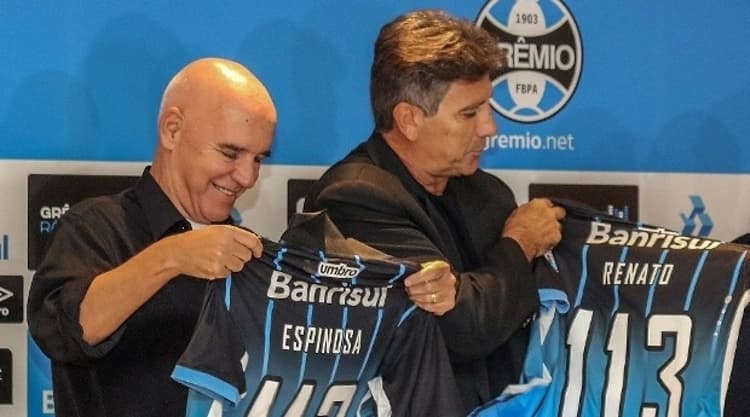 Renato Portaluppi e Valdir Espinosa chegaram juntos ao Grêmio em setembro de 2016