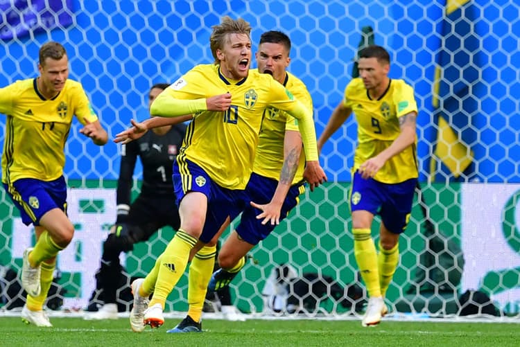 Emil Forsberg fez o gol que garantiu o triunfo sueco