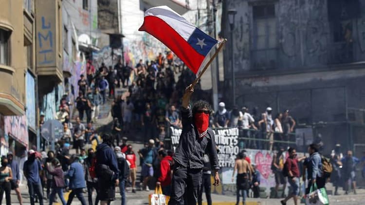 Manifestações em Santiago