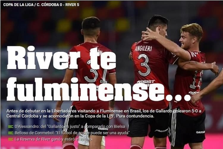 Olé brinca com Fluminense após goleada do River