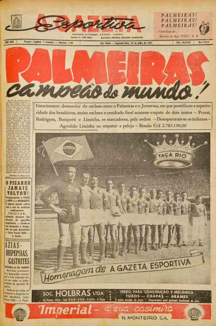 Palmeiras - A Gazeta Esportiva - Copa Rio 1951 - Mundial