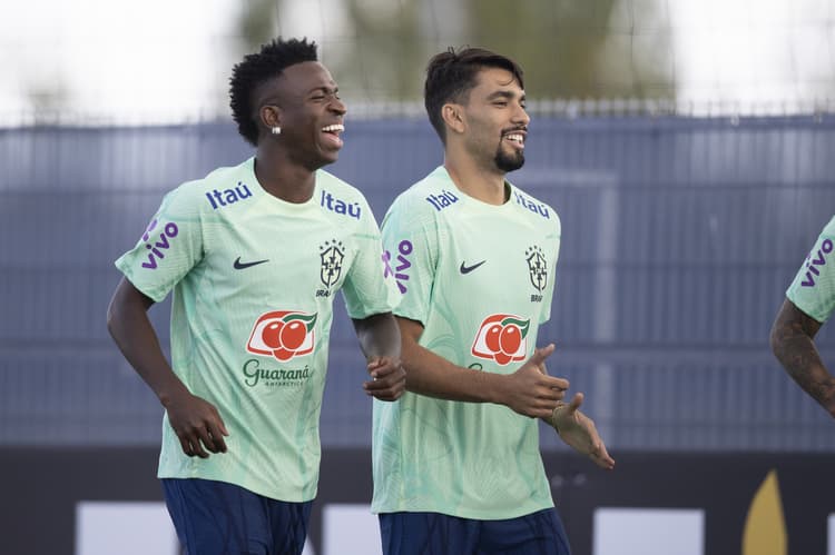 Treino da Seleção Brasileira em Le Havre - 19/09/2022 - Vini Jr. e Lucas Paquetá