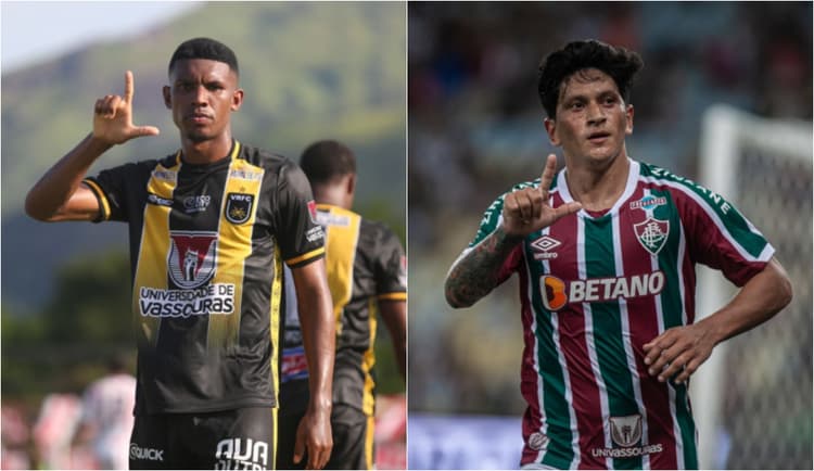 Montagem - Lelê (Volta Redonda) e Germán Cano (Fluminense)