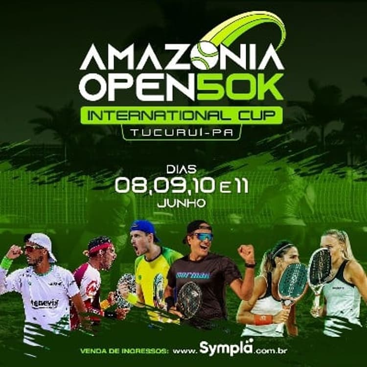 Cartaz do evento Amazônia Open com grandes nomes do esporte