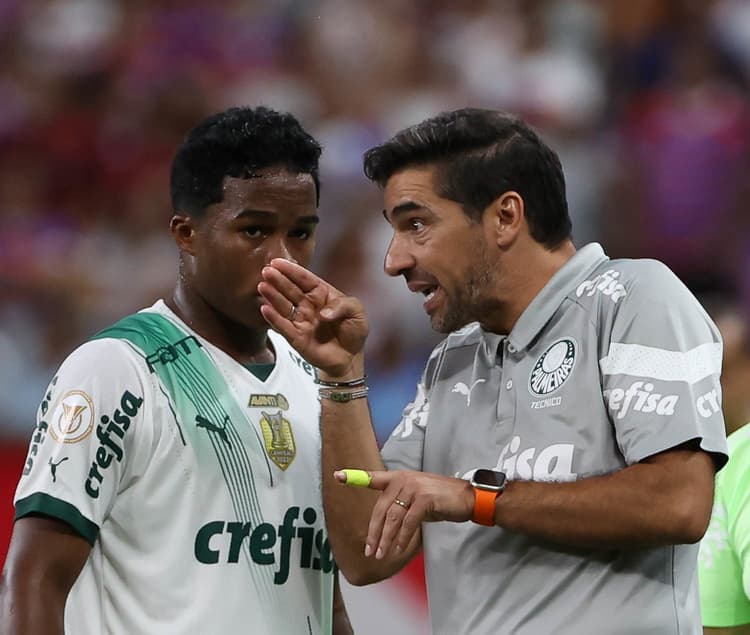 Abel Ferreira e Endrick - Fortaleza x Palmeiras