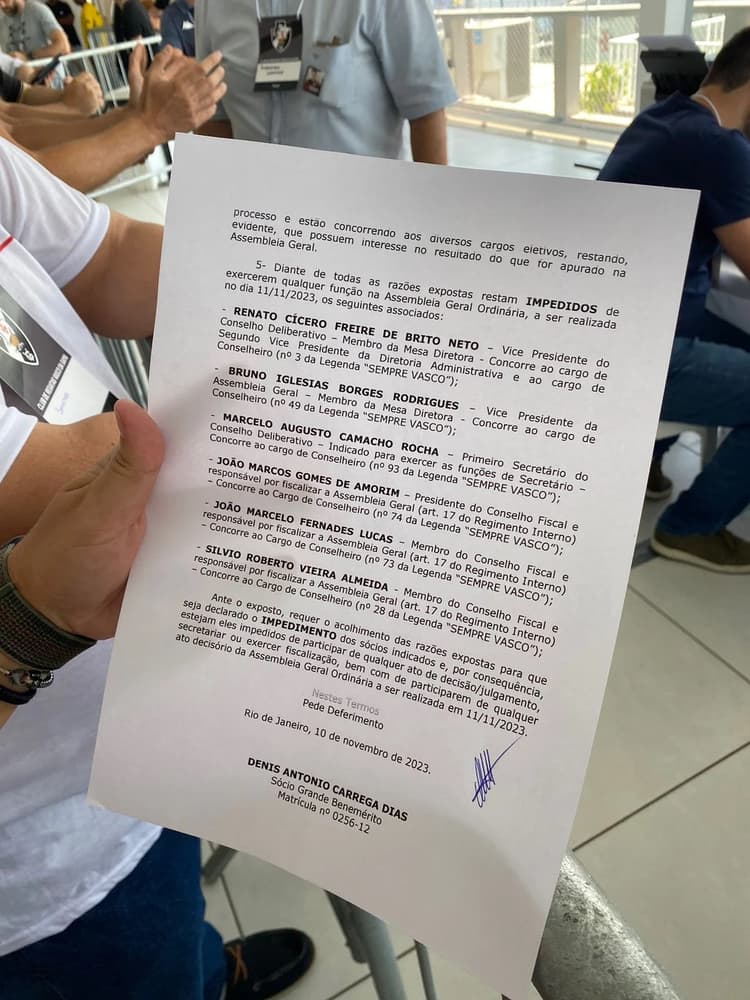 Eleição no Vasco: chapa de Leven Siano pede impugnação da mesa diretora