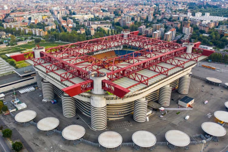 Italy, Milan, September 2019 &#8211; Aerial view of San Siro Stadium