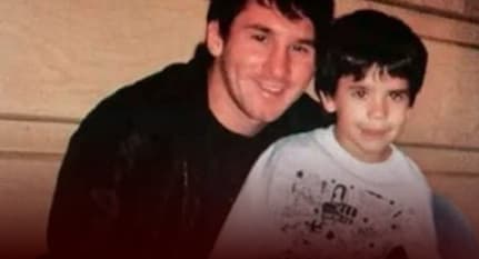 Lionel Messi ao lado de Joan García (Foto: Reprodução)