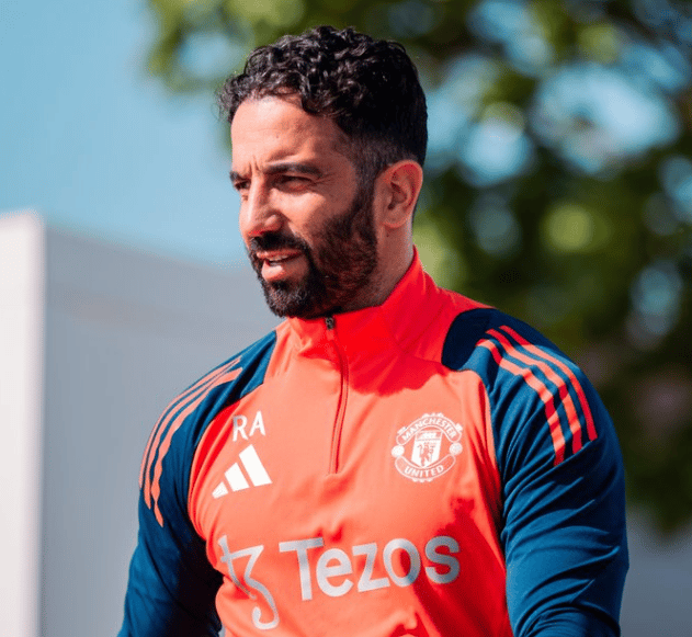 Rúben Amorim durante treinamento do Manchester United