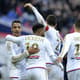 Lacazette comemora o seu gol - Lyon x Caen