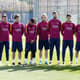 Homenagem a Cruyff: jogadores do Barcelona nesta manhã (Foto: Reprodução/Twitter)