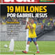 Gabriel Jesus na capa do jornal Sport
