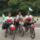 Os ciclistas&nbsp;Luis Paolini, Franco Rodriguez e Lucas Ledezma durante passagem por Mangaratiba