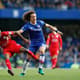 Chelsea x Leicester - David Luiz em disputa de bola