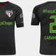 Camisa do São Paulo em homenagem à Chapecoen: preta será utilizada pelos jogadores&nbsp;