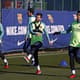 Alba, Messi e Suárez - Treino do Barcelona