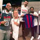 Ronaldinho Gaúcho presenteia jogadores da NBA com camisas do Barcelona