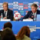Colin Smith, chefe do Departamento de Competições e Eventos da Fifa, e Alexey Sorokin, CEO do Comitê Organizador Local da Copa das Confederações