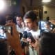 Goleiro Thiago conversa com a imprensa