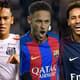 Neymar pelo Santos, Barcelona e PSG. Também tem resumo das fases na Seleção. Veja uma linha do tempo abaixo