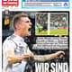 A capa do Bild deste domingo desmonta qualquer mito sobre a frieza do alemão. O jornal alemão destaca a comemoração de Toni Kroos após um lindo gol de falta, com a manchete que diz "estamos de volta!"
