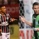 Montagem - Richarlison com as camisas do Fluminense e do América-MG