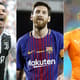 Montagem com Cristiano Ronaldo, Messi e Drogba