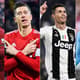 Montagem Salah (Liverpool), Lewandowski (Bayern de Munique), Cristiano Ronaldo (Juventus) e Griezmann (Atlético de Madrid)