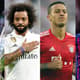 Montagem Zidane, Marcelo (Real Madrid), Thiago (Bayern de Munique) e Rakitic (Barcelona)