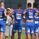 Técnico Jorge Sampaoli com jogadores do Santos