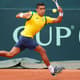 Thiago Monteiro em ação na Copa Davis