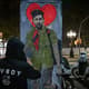 Retratado como a figura de Che Guevara, imagem do argentino foi pintada em uma das avenidas mais conhecidas de Barcelona