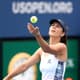 Tsvetana Pironkova saca diante de Garbiñe Muguruza do US Open