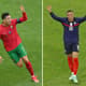 Montagem - Cristiano Ronaldo (Portugal) e Kylian Mbappé (França)