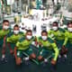 Os jogadores Renan, Gabriel Veron, Danilo, Wesley, Patrick de Paula e Gabriel Menino (E/D), da SE Palmeiras, durante visita a Sala de Troféu, na arena Allianz Parque. (Foto: Cesar Greco)