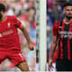 Montagem - Mohamed Salah (Liverpool) e Olivier Giroud (Milan)