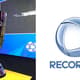 taça do Paulistão e a logo da RecordTV.