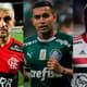 Arrascaeta (Flamengo), Dudu (Palmeiras) e Calleri (São Paulo)