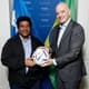 Ednaldo Rodrigues, presidente da CBF, e Gianni Infantino, presidente da Fifa
