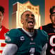 Arte - NFL - Mahomes, Jalen Hurts e Joe Burrow